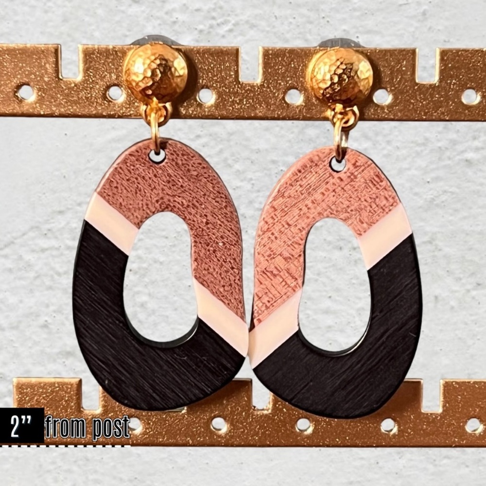 Open Irregular Oval Color Block Earrings